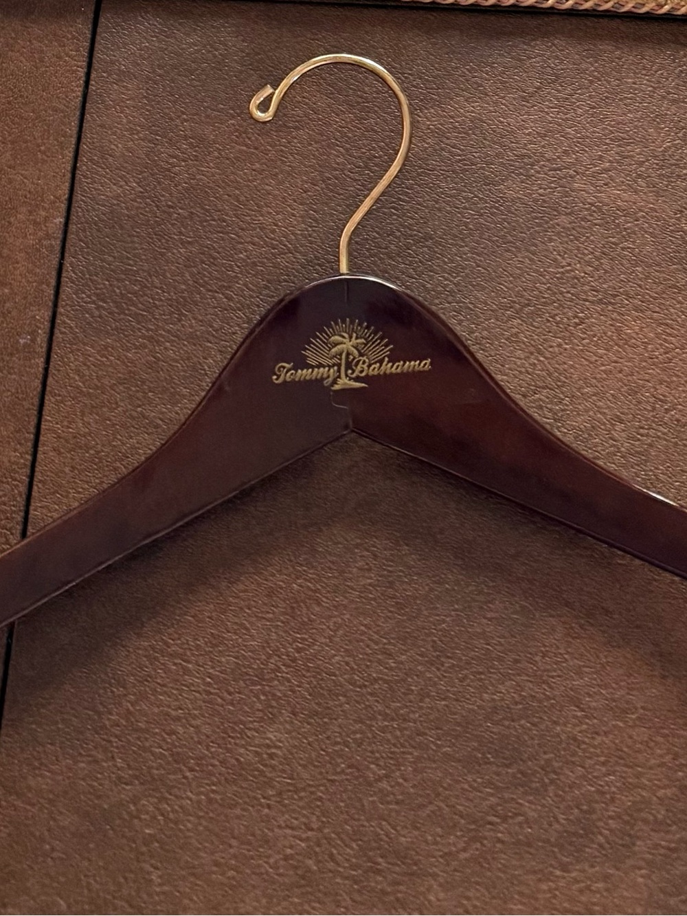 Tommy Bahama Mahogany Wooden Hanger with Gold Hook